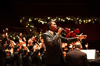 Choirs Perform on stage at Verizon hall at the Kimmel Center