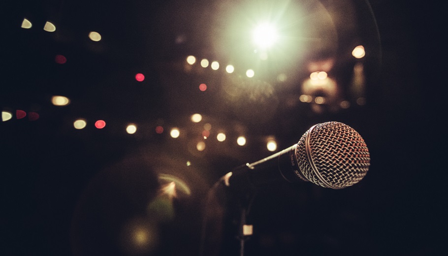 A microphone on a stage 