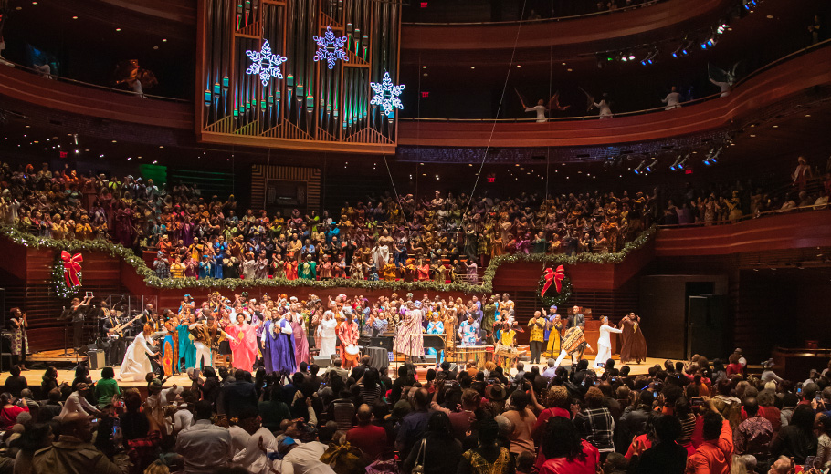 A Soulful Christmas event performers and musicians on stage in Verizon Hall.