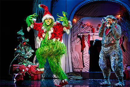 James Schultz as THE GRINCH and W. Scott Stewart as Old Max in the Touring Company of Dr. Seuss’ HOW THE GRINCH STOLE CHRISTMAS!