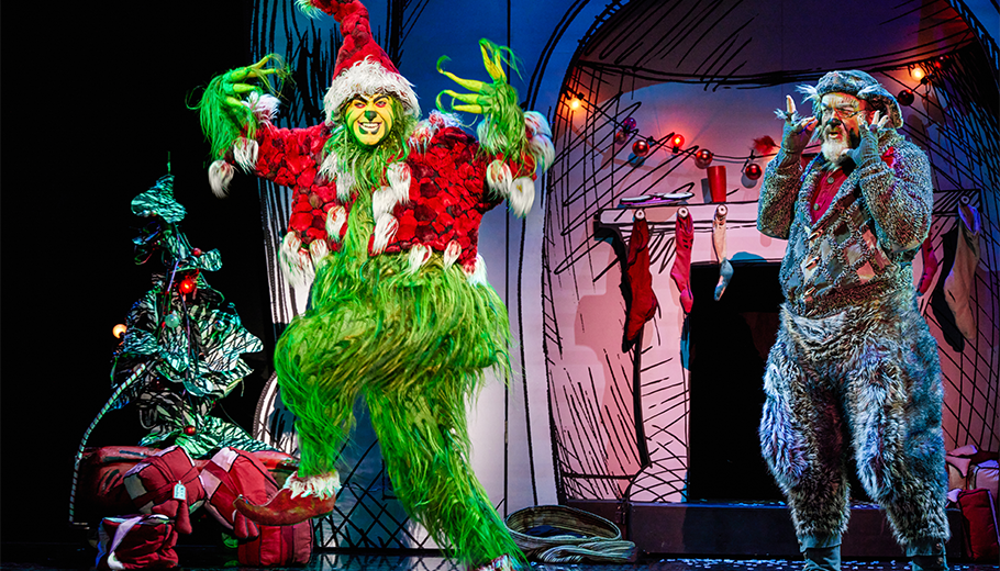 James Schultz as THE GRINCH and W. Scott Stewart as Old Max in the Touring Company of Dr. Seuss’ HOW THE GRINCH STOLE CHRISTMAS!
