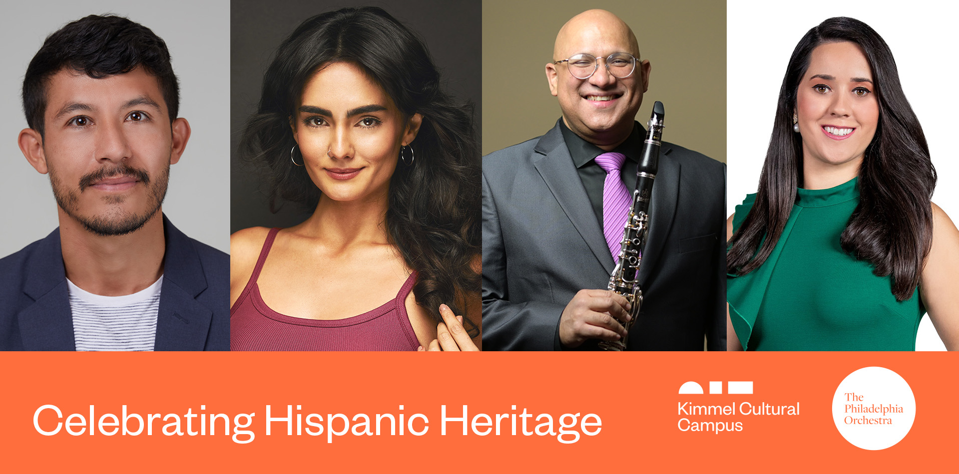A collage of four people above an orange banner that reads Hispanic Heritage Month 2022