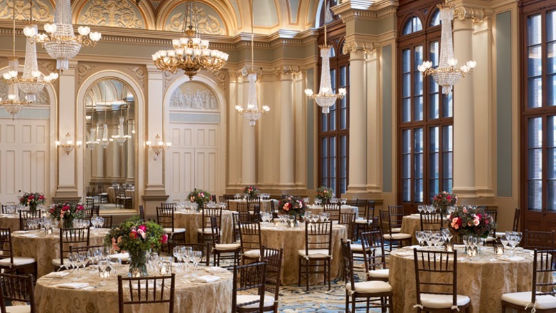 The Academy of Music Ballroom boasts classical interior designs and luxurious indulgences. 