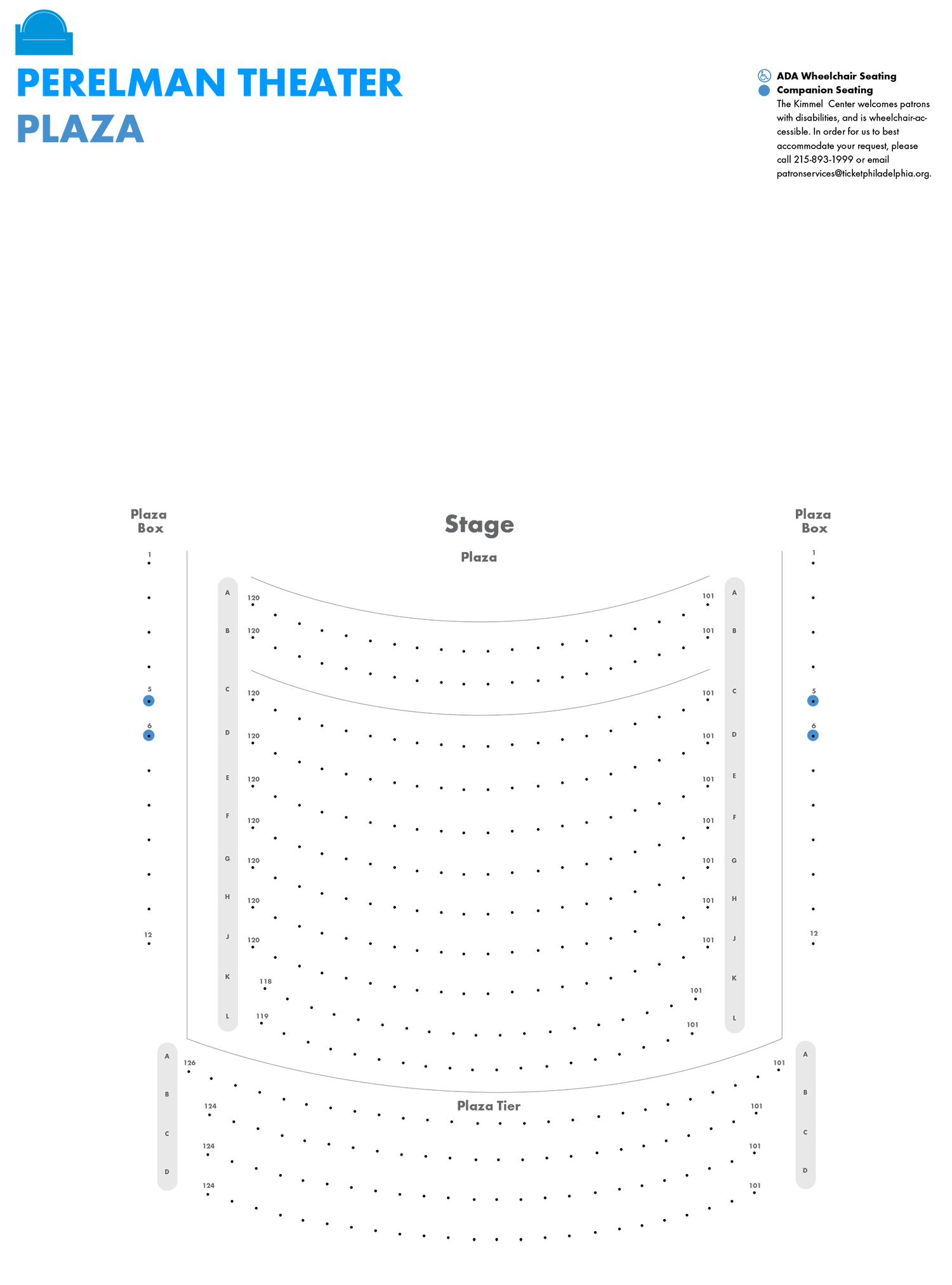 Perelman Theater - Plaza - Seating Chart