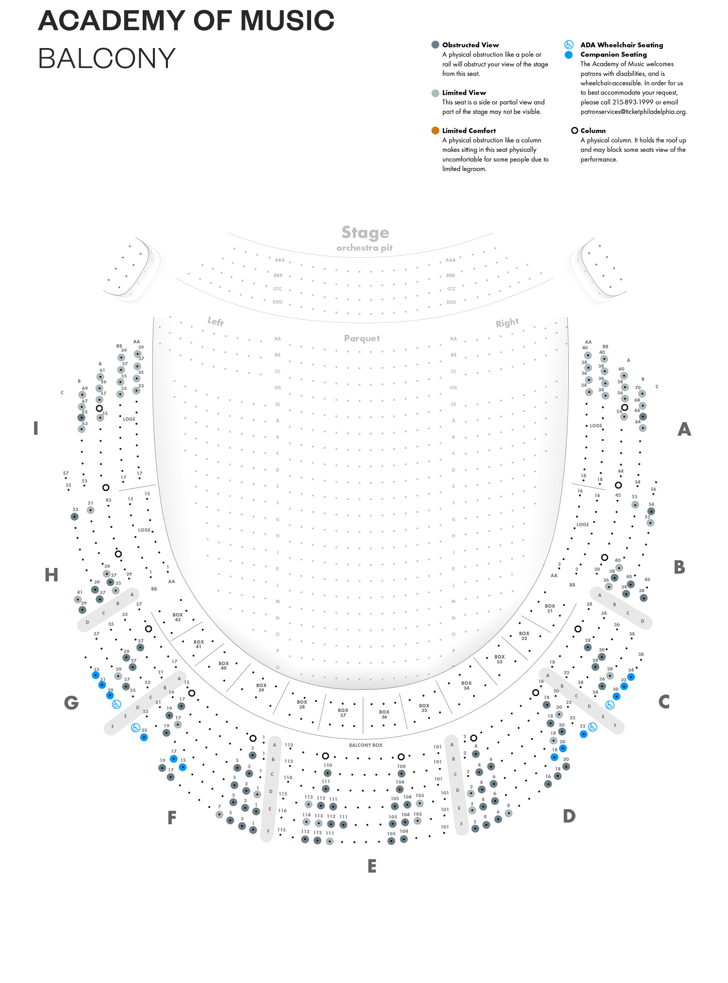 Academy of Music - Balcony - Seating Chart