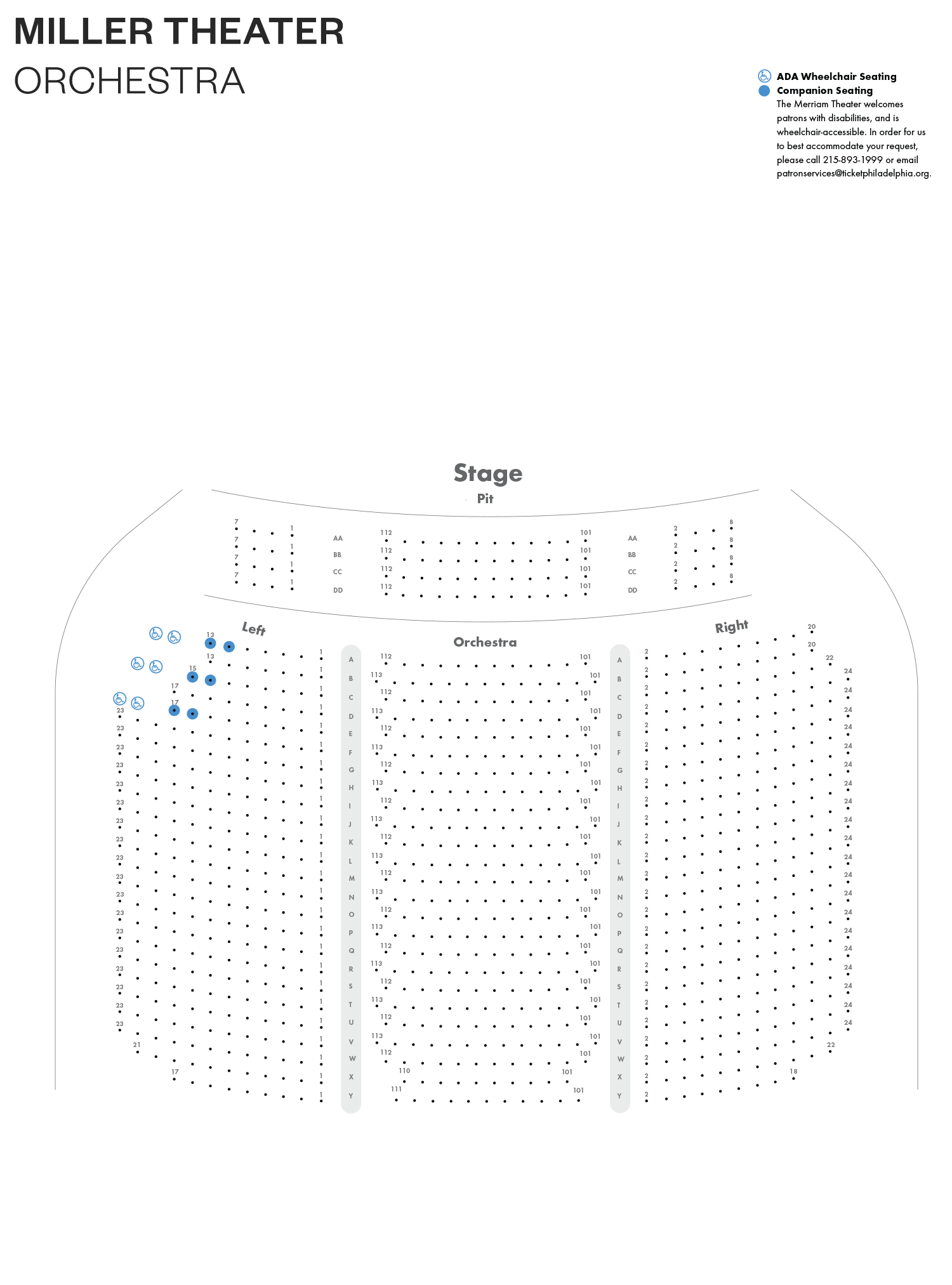 Miller Theater - Orchestra - Seating Chart