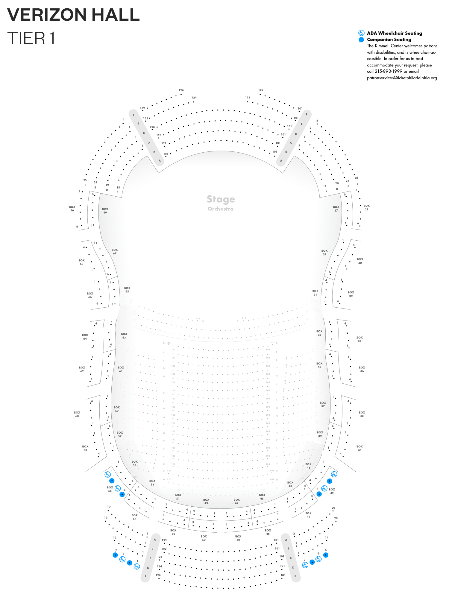 Verizon Hall - First Tier - Seating Chart